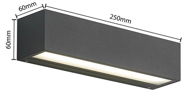 Arcchio LED fali világítás Lengo, 25 cm, 2 izzós, antracit, CCT, Fekete, Alumínium, Modern