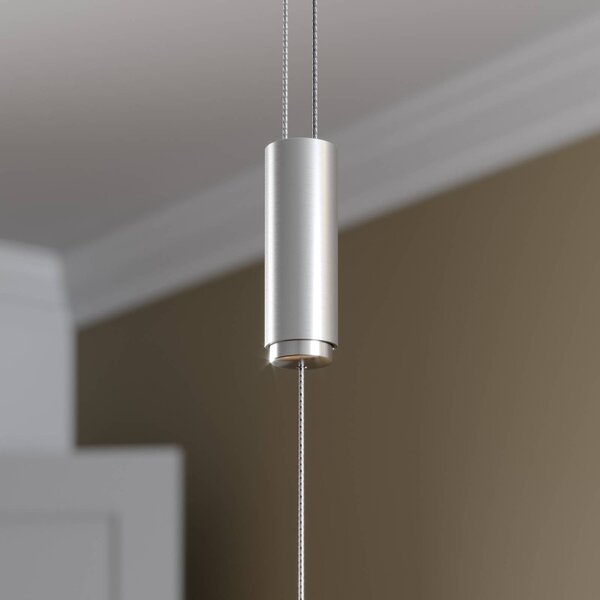 Lucande LED-es függőlámpa Arnik, 140 cm, nikkel színű, fényerőszabályzóval, dimmelhető, Alu / szürke / cink, Nappali / Étkező, fém, Modern