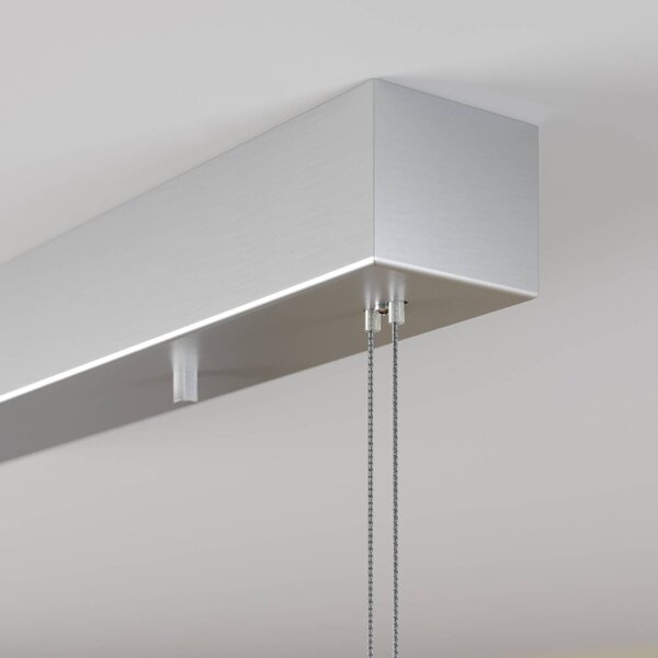 Lucande LED-es függőlámpa Arnik, 140 cm, nikkel színű, fényerőszabályzóval, dimmelhető, Alu / szürke / cink, Nappali / Étkező, fém, Modern