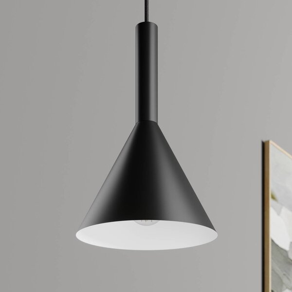 Arcchio Tadej lógó lámpa, fekete-fehér, Ø 19 cm, fém, E27, dimmelhető, Fekete, Nappali / Étkező, fém, Modern