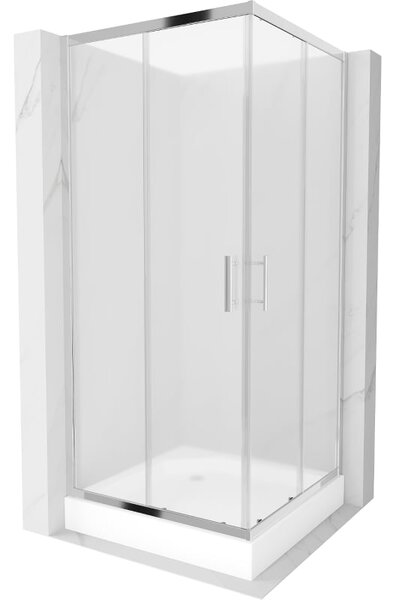 Mexen Rio 90 x 90 cm-es, szögletes zuhanykabin, deres, króm + fehér zuhanytálca - 860-090-090-01-30-4510