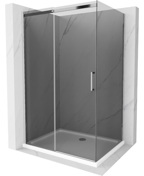 Mexen Omega 100 x 90 cm tolóajtós zuhanykabin, grafit, króm + Flat zuhanytálca, fehér - 825-100-090-01-40-4010
