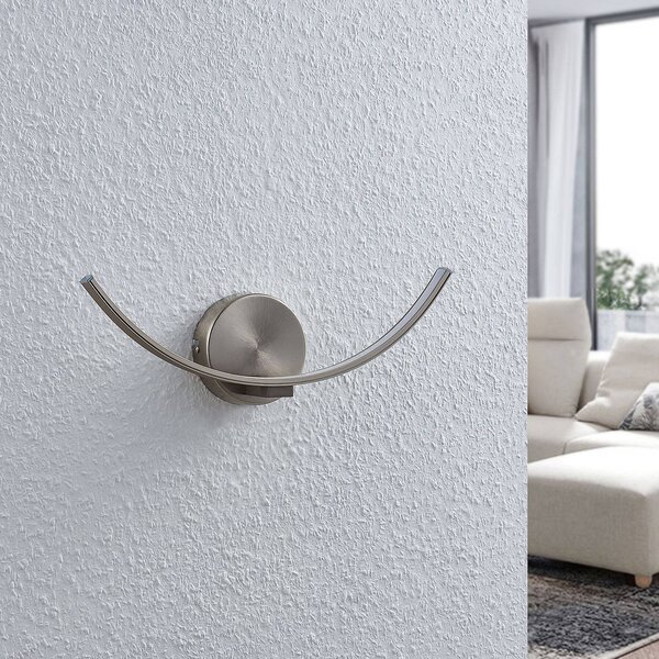 Lindby LED fali lámpa Iven, szélesség 34 cm, nikkel, 3000 K, Alu / szürke / cink, Nappali / Étkező, fém, Modern