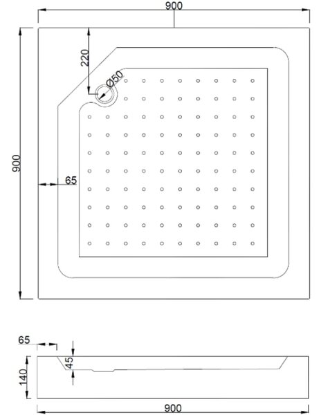 Mexen Rio 90 x 90 cm-es négyzet alakú zuhanykabin, fekete csíkok, fekete + zuhanytálca, fehér - 860-090-090-70-20-4510