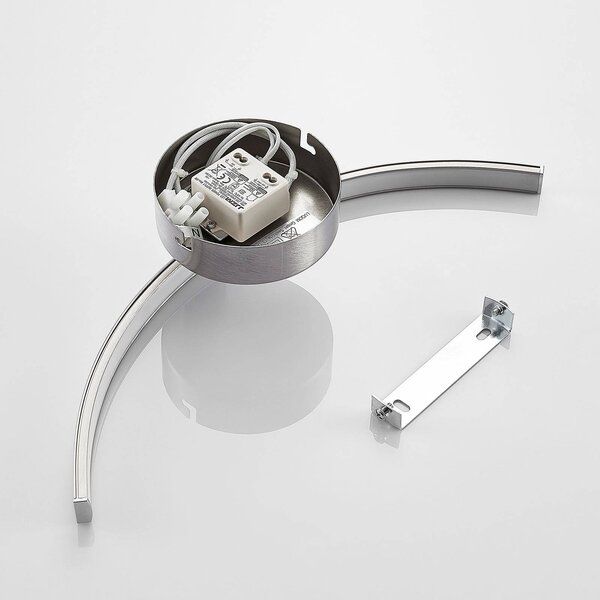 Lindby LED fali lámpa Iven, szélesség 34 cm, nikkel, 3000 K, Alu / szürke / cink, Nappali / Étkező, fém, Modern