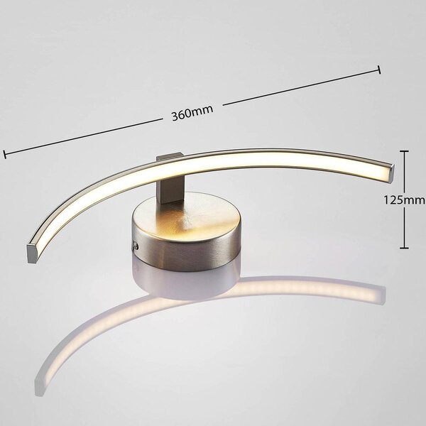 Lindby LED fali lámpa Iven, szélesség 34 cm, nikkel, 3000 K, Alu / szürke / cink, Nappali / Étkező, fém, Modern