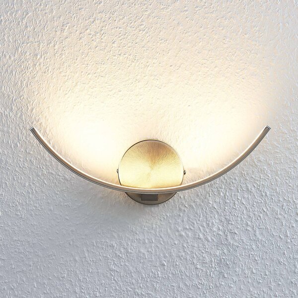Lindby LED fali lámpa Iven, szélesség 34 cm, nikkel, 3000 K, Alu / szürke / cink, Nappali / Étkező, fém, Modern