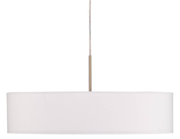 Lindby függőlámpa Sebatin, Ø 50 cm, fehér, szövet, E27, dimmelhető, Fehér / opál, Nappali / Étkező, Textil / szövet / selyem, Modern