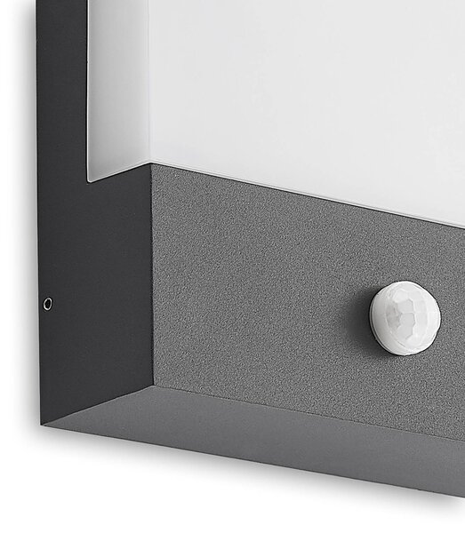 Lindby LED fali lámpa Vanira, antracit, alumínium, érzékelő, IP54, Fekete, Alumínium, Modern
