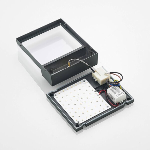 Lindby LED fali lámpa Vanira, antracit, alumínium, érzékelő, IP54, Fekete, Alumínium, Modern