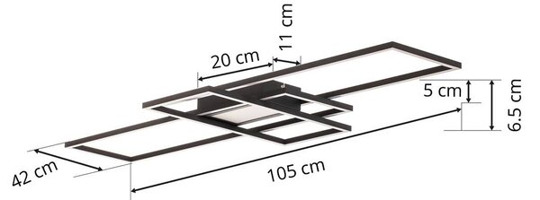 Lindby Ismera LED mennyezeti lámpa, 3 keret, antracit, dimmelhető, Fekete, Nappali / Étkező, Alumínium, Modern