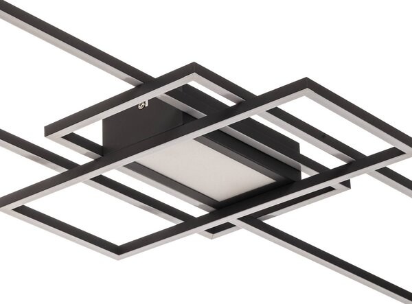 Lindby Ismera LED mennyezeti lámpa, 3 keret, antracit, dimmelhető, Fekete, Nappali / Étkező, Alumínium, Modern