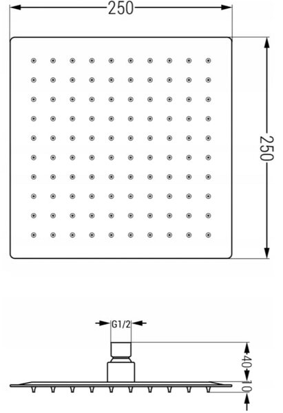 Mexen Cube DR02 rejtett zuhanykészlet esőztetővel, 25 cm, fekete - 77502DR0225-70