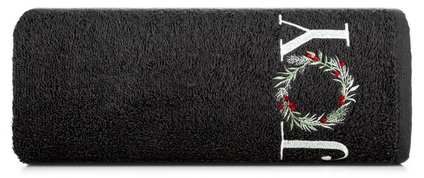 Pamut karácsonyi törölköző JOY fekete Šírka: 50 cm | Dĺžka: 90 cm