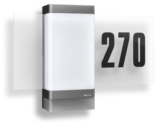 STEINEL intelligens házszámlámpa L 270 Digi SC, antracit, dimmelhető, Fekete, Műanyag, Modern