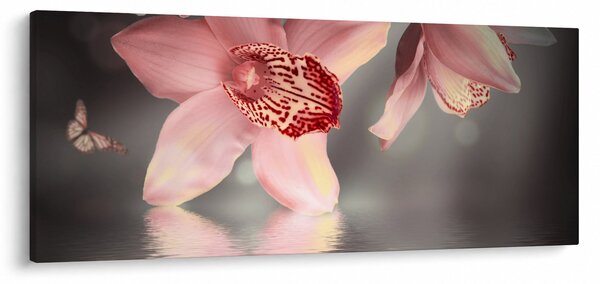 Kép - Virágok és pillangó (120x50 cm)