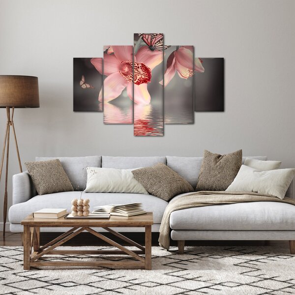 Kép - Virágok és pillangó (150x105 cm)