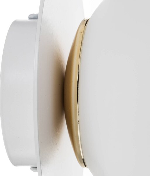 EMIBIG LIGHTING Minerva K1 fali világítás, fehér, Ø 15 cm, üveg/fém, dimmelhető, Fehér / opál, Folyosó, fém