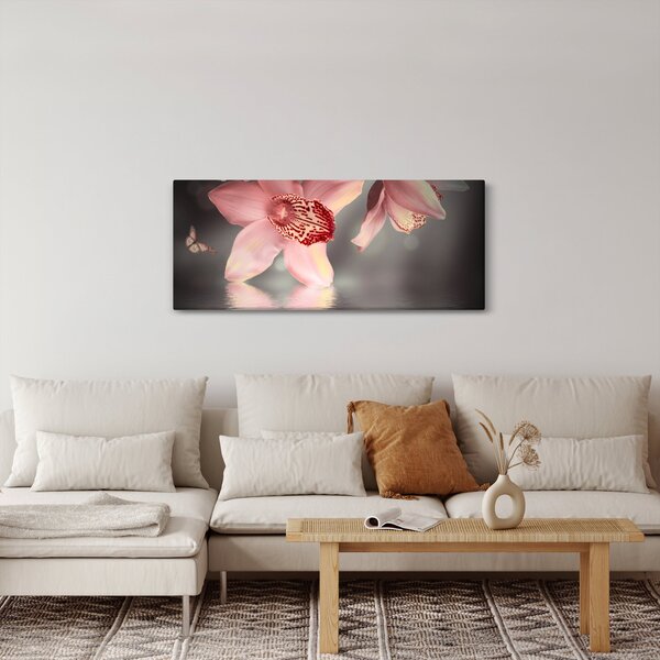 Kép - Virágok és pillangó (120x50 cm)