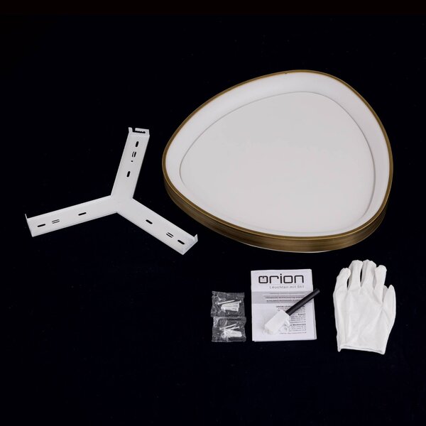 ORION Charlie LED mennyezeti lámpa, Ø 45 cm, opál fehér, antik sárgaréz színben, Bronz / antik sárgaréz, Nappali / Étkező, Műanyag, Modern