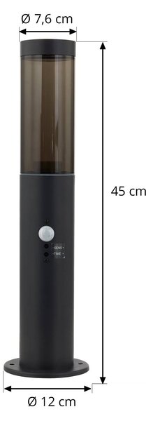 Lindby Statius állólámpa, antracit, vas, érzékelő, 45 cm, Fekete, fém, Modern