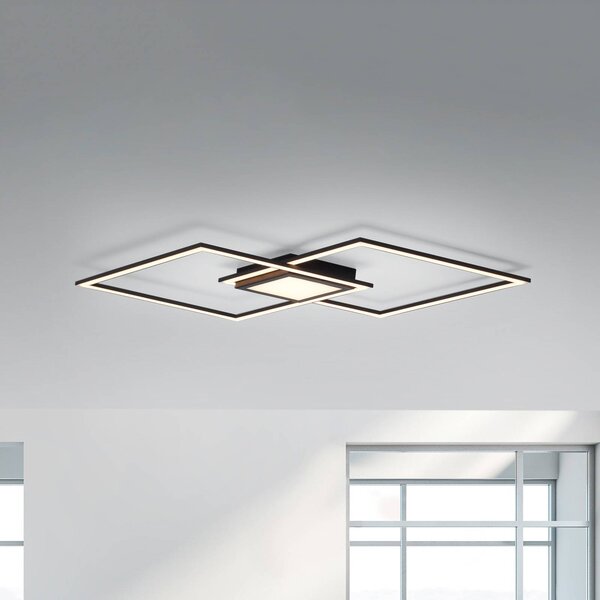 JUST LIGHT. GmbH LED mennyezeti világítás Asmin, CCT, fekete, 106x37cm, dimmelhető, Fekete, Nappali / Étkező, Alumínium, Modern