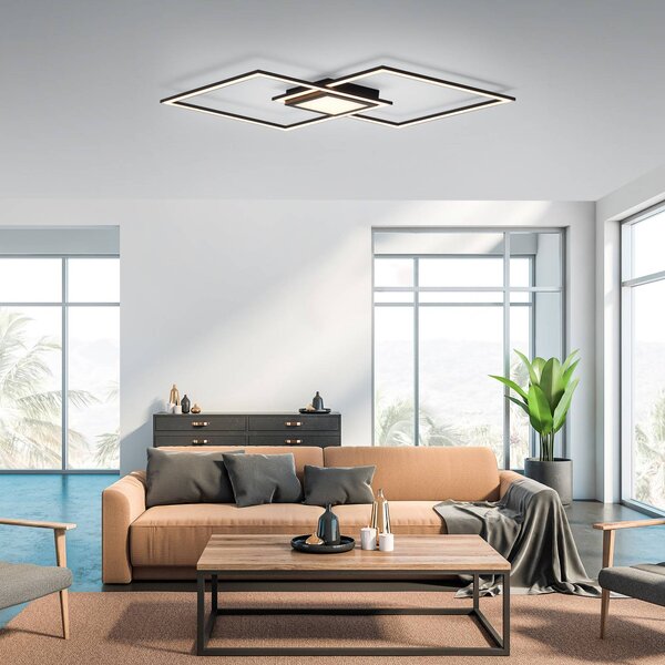 JUST LIGHT. GmbH LED mennyezeti világítás Asmin, CCT, fekete, 106x37cm, dimmelhető, Fekete, Nappali / Étkező, Alumínium, Modern