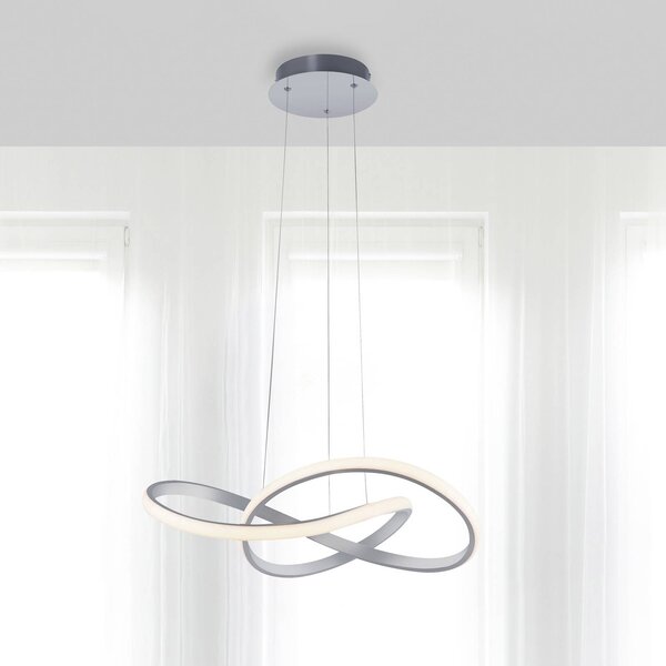 JUST LIGHT. GmbH LED-es függőlámpa Maria, 3 fokozatú fényerő, alumínium, dimmelhető, Alu / szürke / cink, Hálószoba, Alumínium, Modern