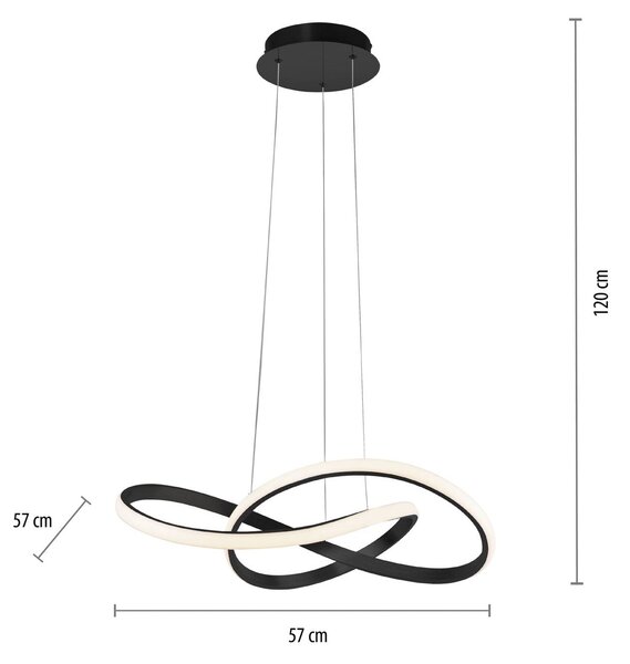 JUST LIGHT. GmbH LED-es függőfény Maria, 3 fokozatú fényerő, fekete, dimmelhető, Fekete, Hálószoba, Alumínium, Modern