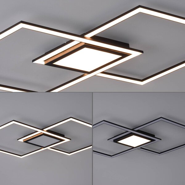 JUST LIGHT. GmbH LED mennyezeti világítás Asmin, CCT, fekete, 106x37cm, dimmelhető, Fekete, Nappali / Étkező, Alumínium, Modern