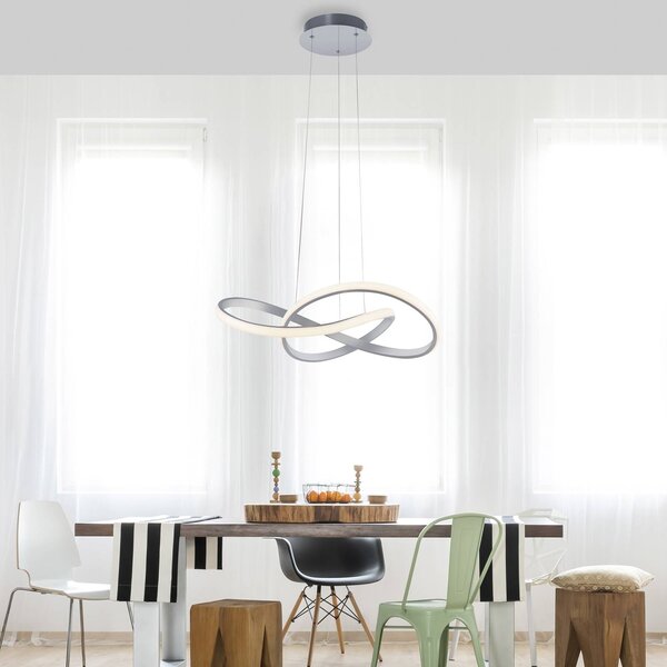 JUST LIGHT. GmbH LED-es függőlámpa Maria, 3 fokozatú fényerő, alumínium, dimmelhető, Alu / szürke / cink, Hálószoba, Alumínium, Modern