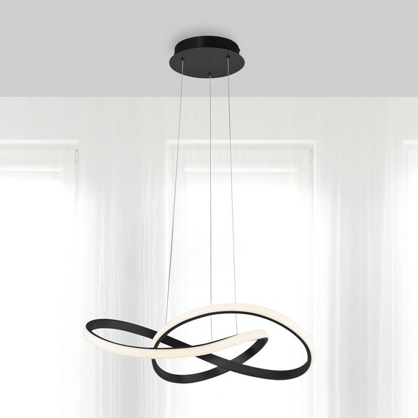 JUST LIGHT. GmbH LED-es függőfény Maria, 3 fokozatú fényerő, fekete, dimmelhető, Fekete, Hálószoba, Alumínium, Modern