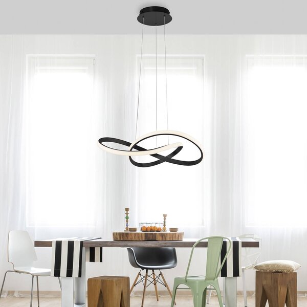 JUST LIGHT. GmbH LED-es függőfény Maria, 3 fokozatú fényerő, fekete, dimmelhető, Fekete, Hálószoba, Alumínium, Modern