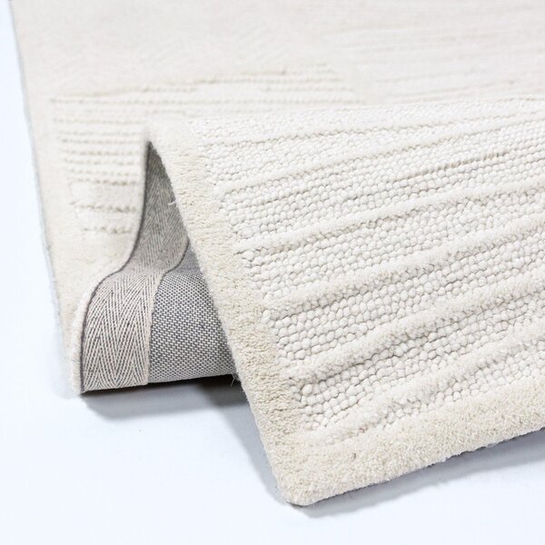 Fehér kézi szövésű gyapjúkeverék szőnyeg 140x200 cm Sculptured Blocks – Flair Rugs