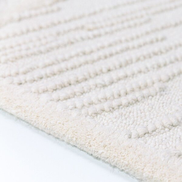Fehér kézi szövésű gyapjúkeverék szőnyeg 140x200 cm Sculptured Blocks – Flair Rugs