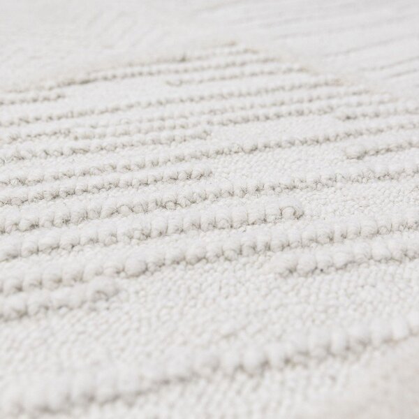 Fehér kézi szövésű gyapjúkeverék szőnyeg 140x200 cm Sculptured Blocks – Flair Rugs