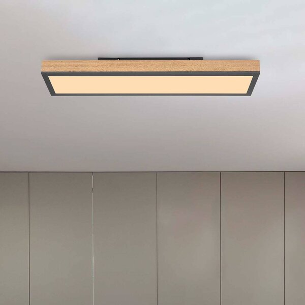 Globo Doro LED mennyezeti lámpa, 60 cm hosszú, tölgyfa, fa, Világos fa, Nappali / Étkező, Fa, Modern