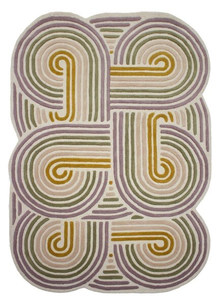 Zöld kézi szövésű gyapjú szőnyeg 140x200 cm Spiral Shaped – Flair Rugs