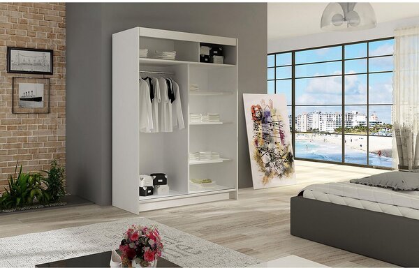 Modern LINH 3 gardróbszekrény - szélesség 120 cm, fehér / sonoma