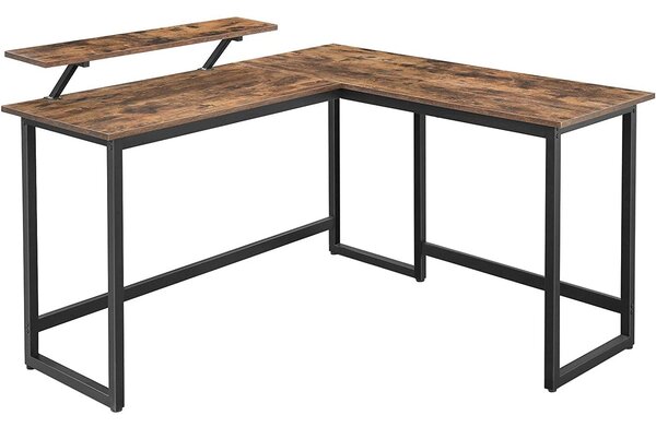 L-alakú számítógép asztal, sarokasztal, rusztikus barna | VASAGLE