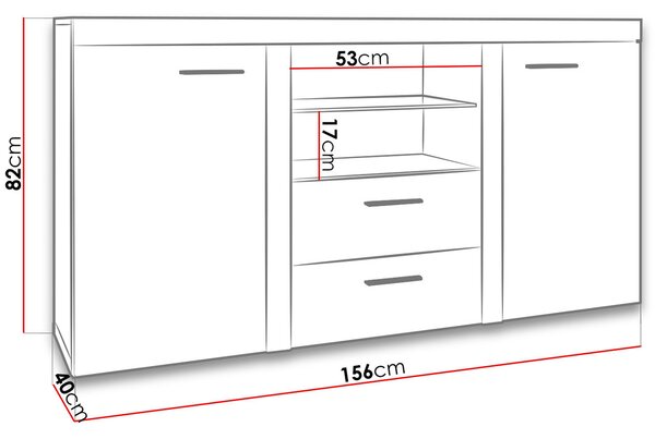 THISE modern kombinált komód LED világítással - fehér