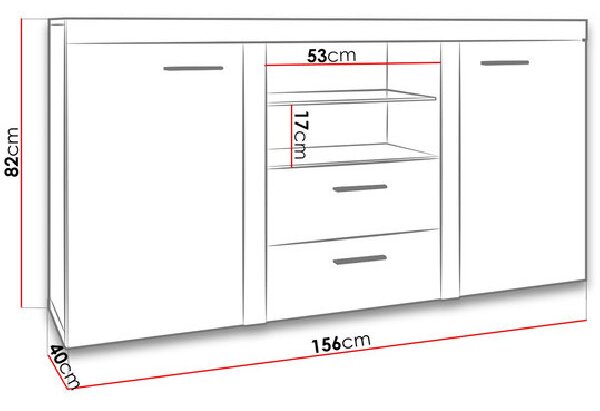 PUMBA kombinált komód világítással - lefkas tölgy