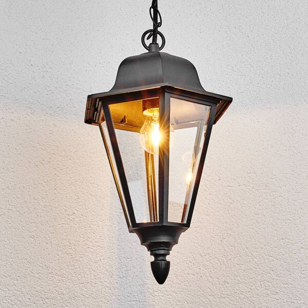 Lindby Edana kültéri függőlámpa, 40 cm, antracit, E27, IP44, dimmelhető, Fekete, Alumínium, Modern