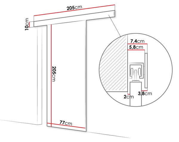 MIRAN 1 tolóajtó - 70 cm, fehér