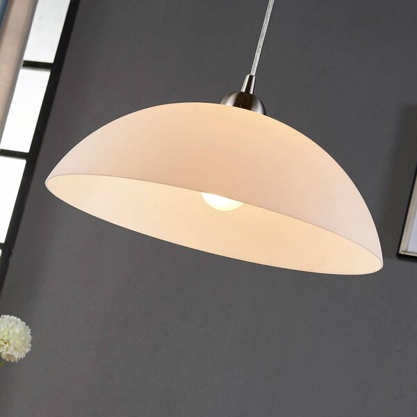 Lindby Valeria lógó világítás, fehér, üveg, Ø 40 cm, E27, dimmelhető, Fehér / opál, Konyha, Üveg, Modern
