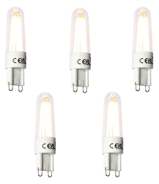 5 darabos G9 LED filament izzókészlet 2,5W 240lm 2300K
