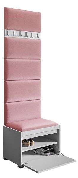 CLENZE 5 előszobafal kárpitozott falpanellel - fehér / kék