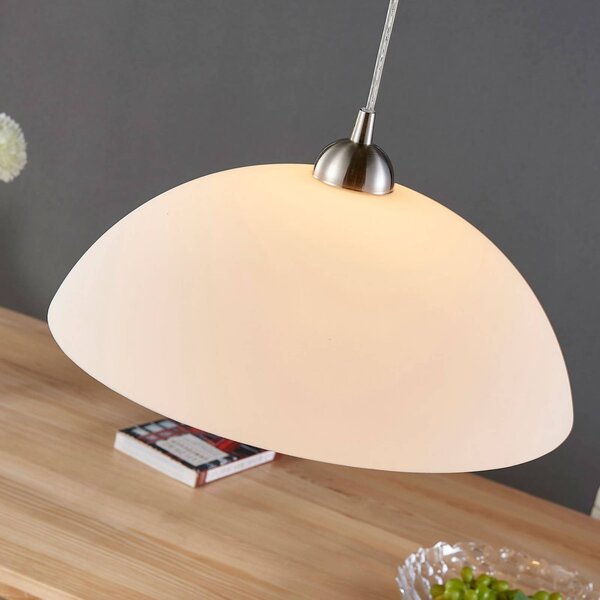 Lindby Valeria lógó világítás, fehér, üveg, Ø 40 cm, E27, dimmelhető, Fehér / opál, Konyha, Üveg, Modern