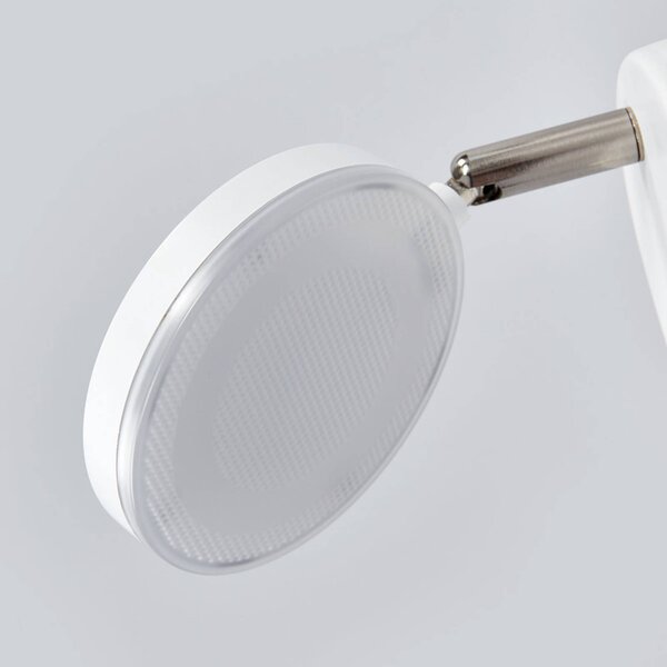 Lindby LED fali lámpa Milow, fehér, 9,6 cm magas, kapcsoló, Fehér / opál, Nappali / Étkező, Műanyag, Modern