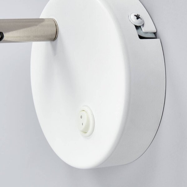 Lindby LED fali lámpa Milow, fehér, 9,6 cm magas, kapcsoló, Fehér / opál, Nappali / Étkező, Műanyag, Modern